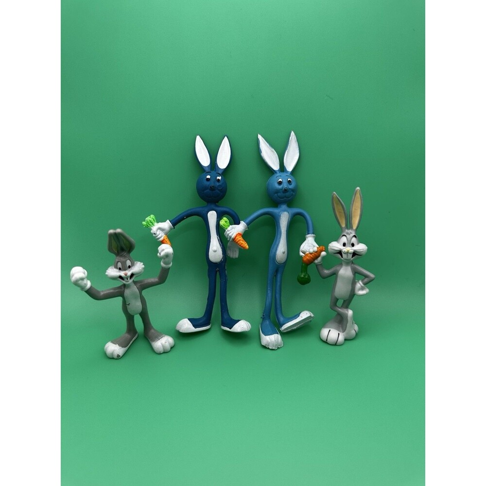 Vintage Retro Bendy Bendable Bunny Rabbit’s Lot Of 4 Pc